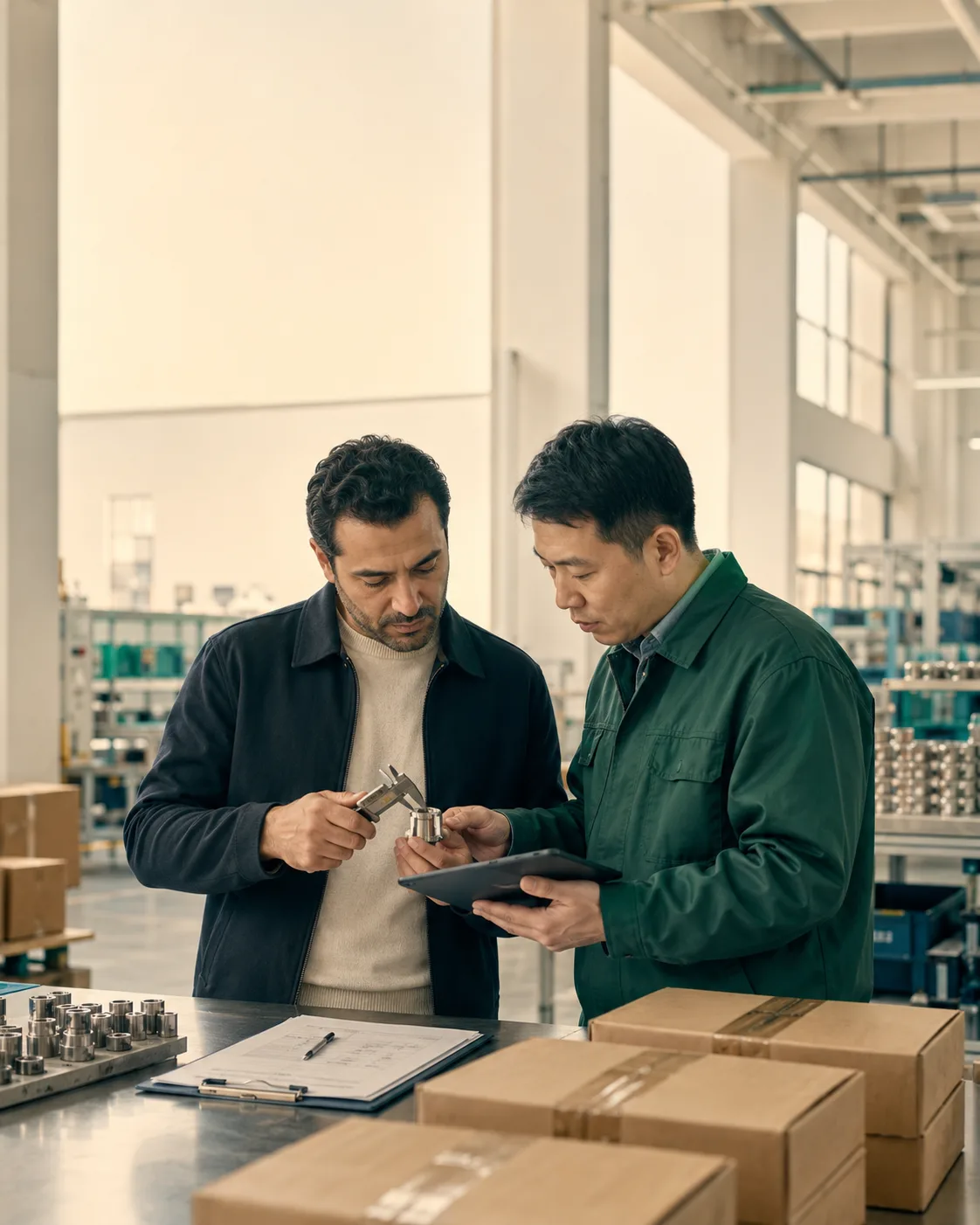 Inspection dimensionnelle d'un produit dans une usine en Chine